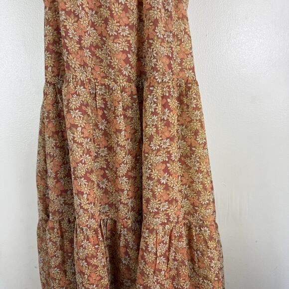 Madewell‎ Georgette Ruffle Sleeve Tiered Midi Dress Daisy Meadow Size 8 Floral - Picture 4 of 16